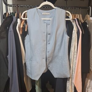 Abercrombie & Fitch Light Blue Pinstripe Vest